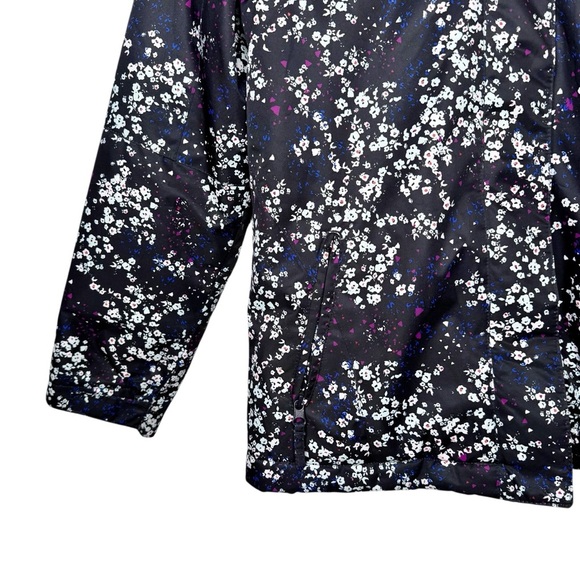 Roxy Black Floral Dry Flight Girl’s Snowboarding Faux Fur Hooded Jacket Sz XXL - Picture 4 of 13